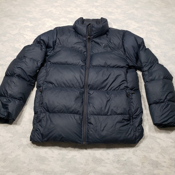 Vintage Nike Puffer Down Jacket Blue Large Full Zip Mock Neck